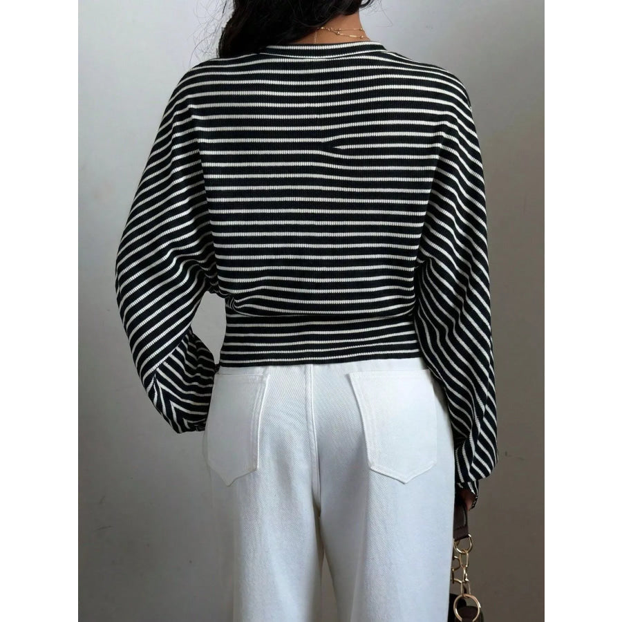 Casual Striped Batwing Sleeve T-Shirt Apparel and Accessories