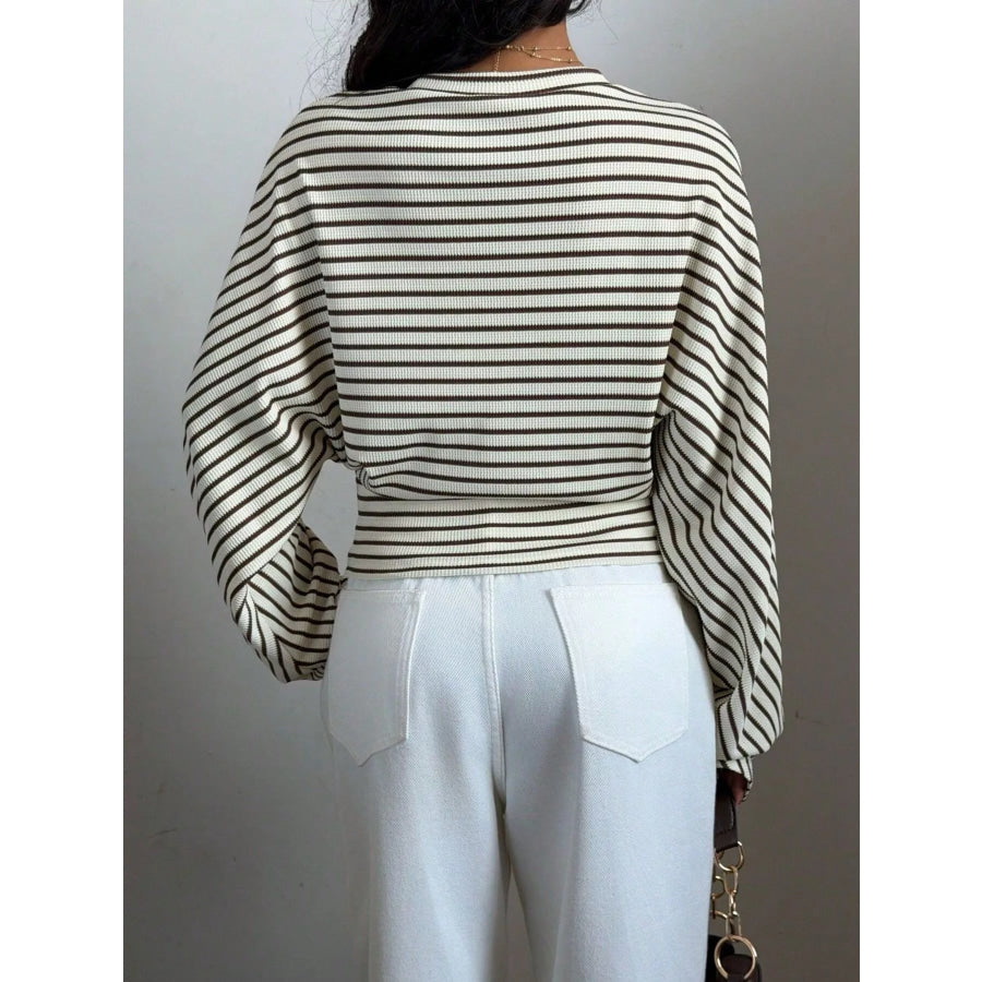Casual Striped Batwing Sleeve T-Shirt Apparel and Accessories