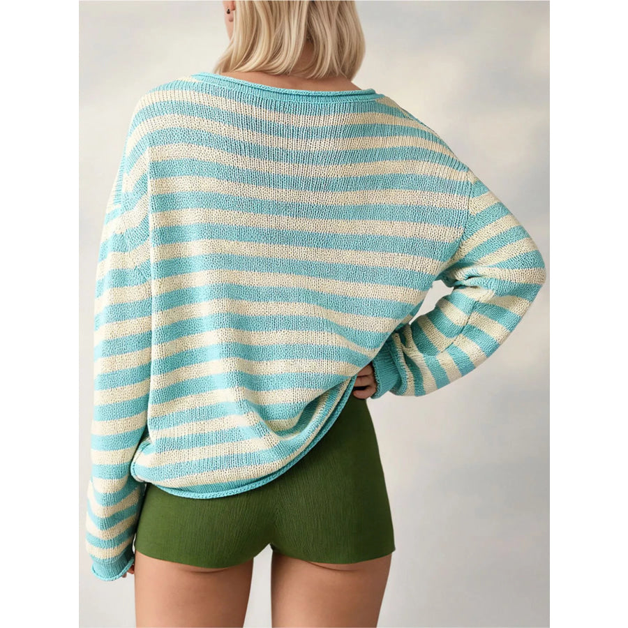 Casual Striped Boat Neck Sweater Apparel and Accessories