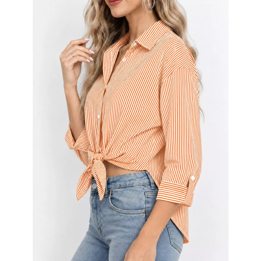Casual Striped Button-Down Shirt Apparel and Accessories