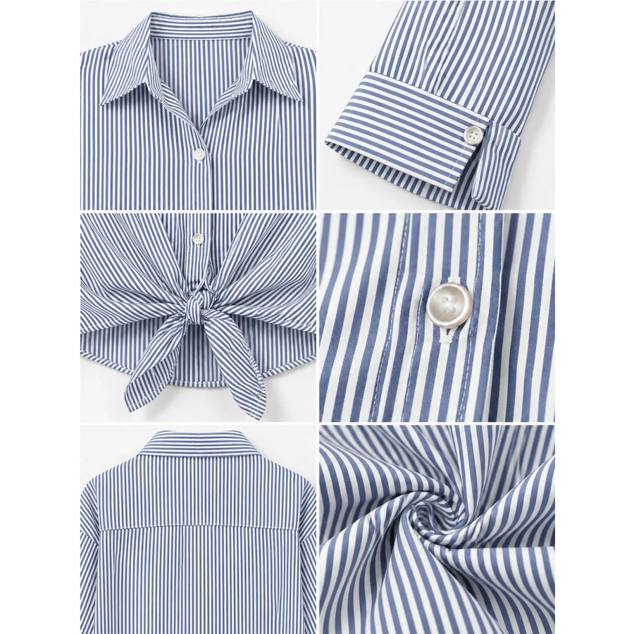 Casual Striped Button-Down Shirt Apparel and Accessories