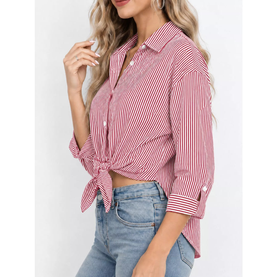 Casual Striped Button-Down Shirt Apparel and Accessories