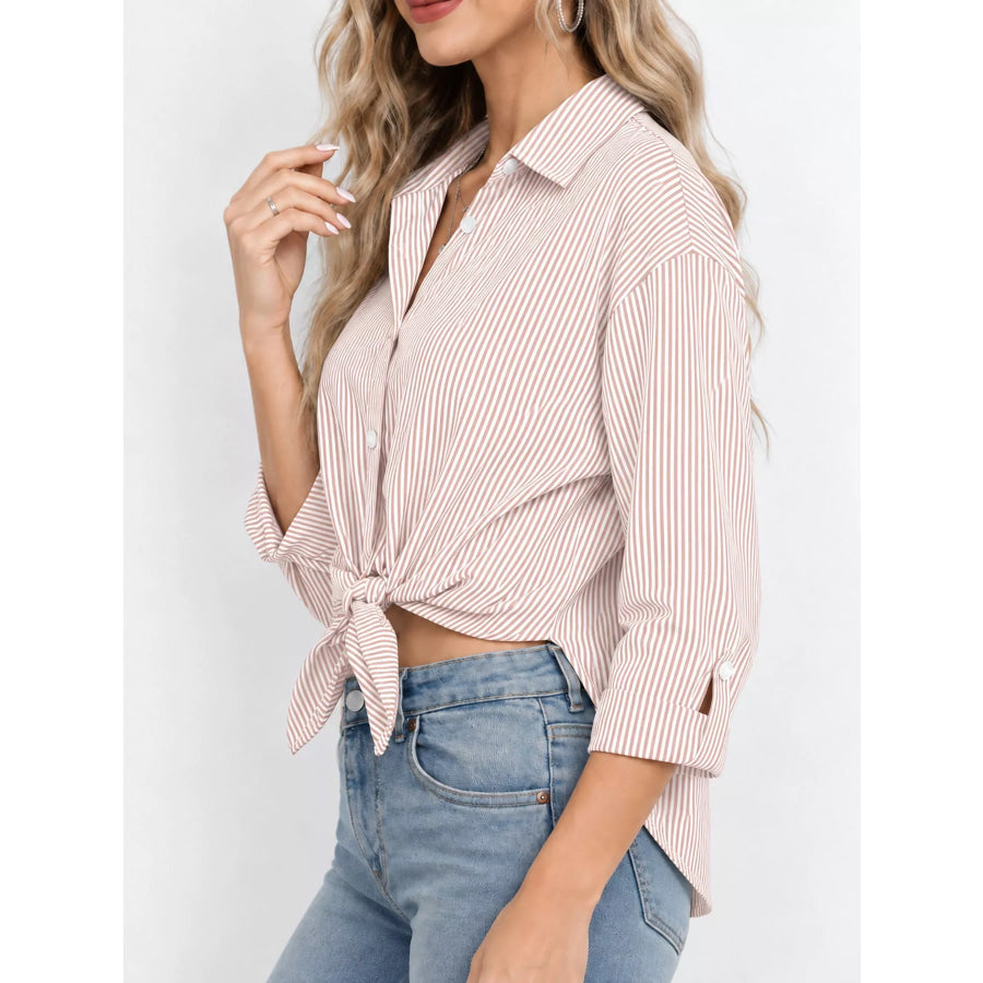 Casual Striped Button-Down Shirt Apparel and Accessories