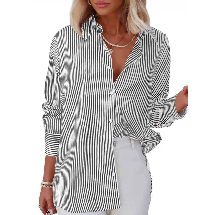 Casual Striped Button-Down Shirt Apparel and Accessories