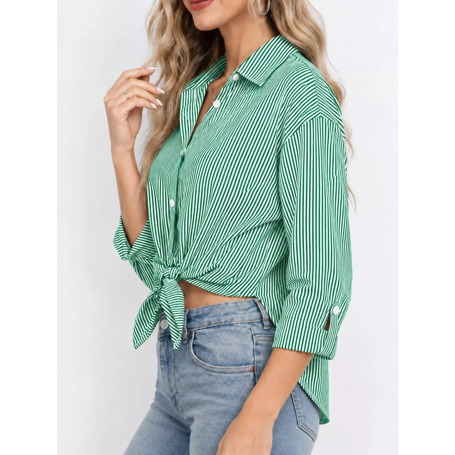 Casual Striped Button-Down Shirt Apparel and Accessories
