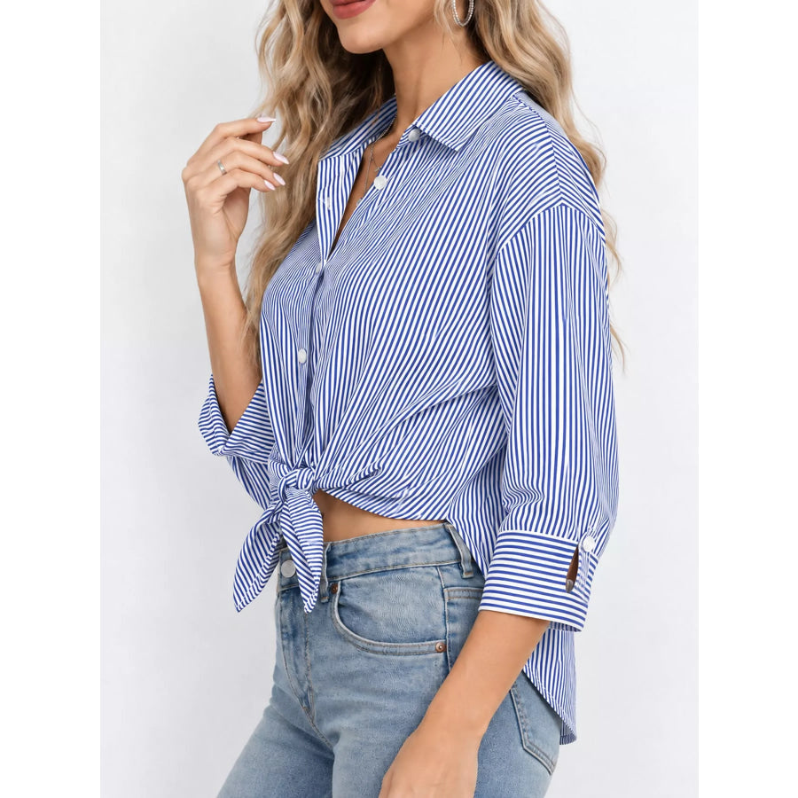 Casual Striped Button-Down Shirt Apparel and Accessories