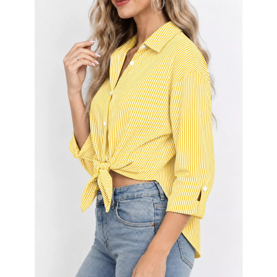 Casual Striped Button-Down Shirt Apparel and Accessories
