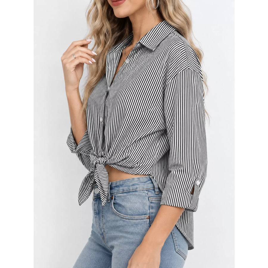 Casual Striped Button-Down Shirt Apparel and Accessories