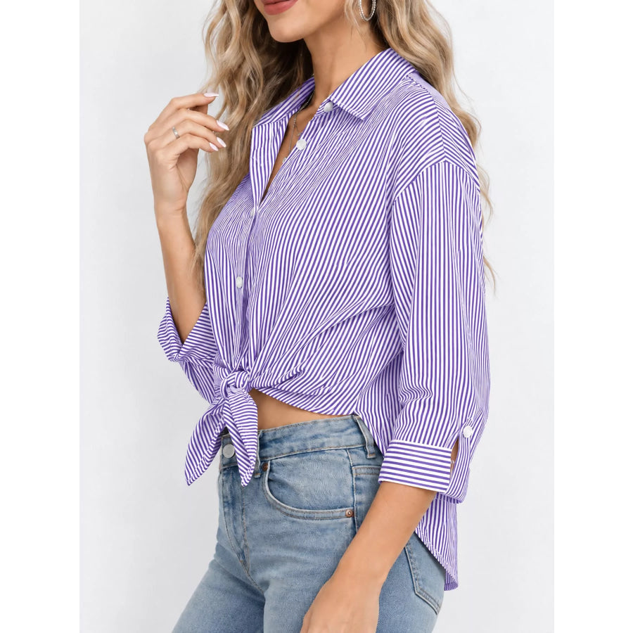 Casual Striped Button-Down Shirt Apparel and Accessories