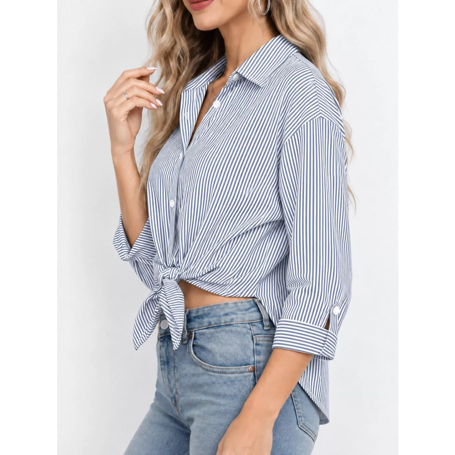 Casual Striped Button-Down Shirt Apparel and Accessories