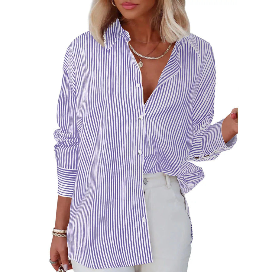 Casual Striped Button-Down Shirt Apparel and Accessories