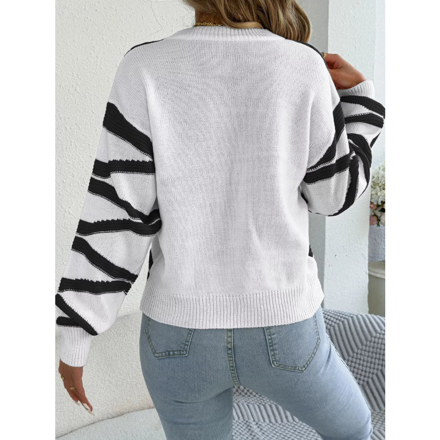 Casual Striped Crew Neck Sweater Apparel and Accessories
