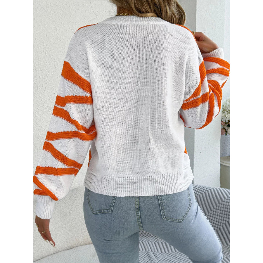 Casual Striped Crew Neck Sweater Apparel and Accessories