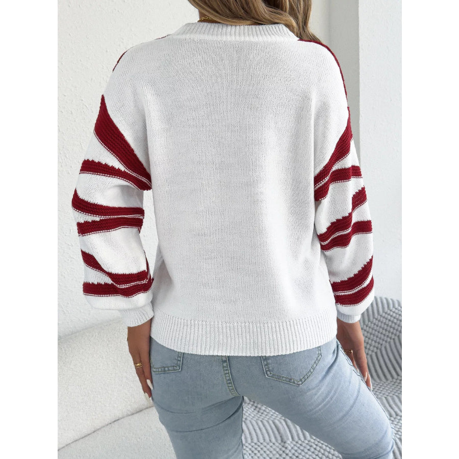 Casual Striped Crew Neck Sweater Apparel and Accessories