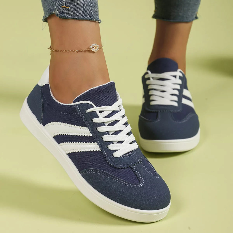 Casual Striped Flats Sneakers Blue / 35 Apparel and Accessories