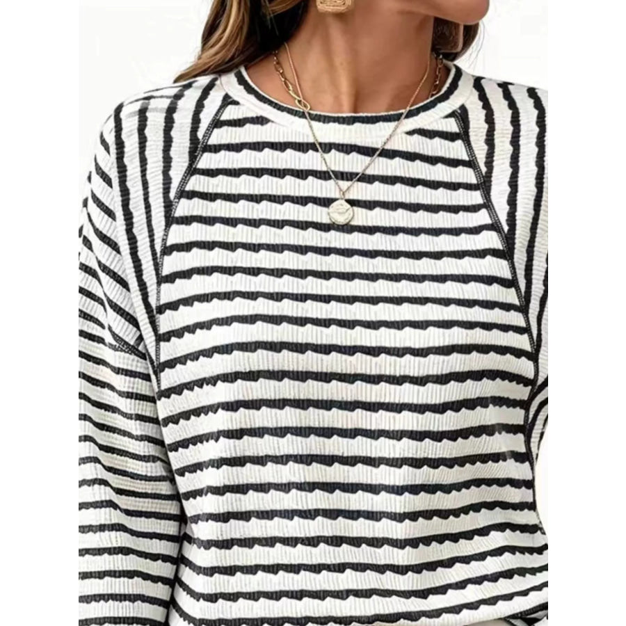 Casual Striped Raglan Sleeve Long-Sleeve T-Shirt Apparel and Accessories