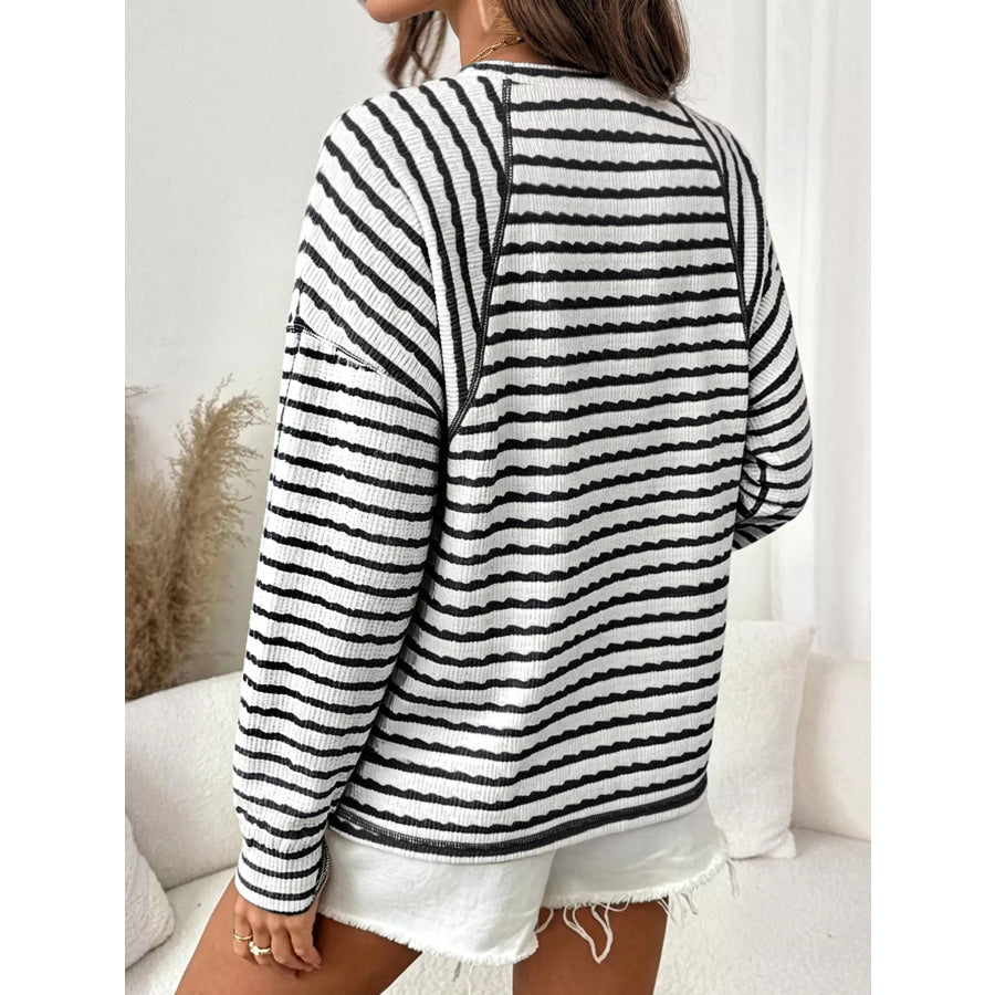 Casual Striped Raglan Sleeve Long-Sleeve T-Shirt Apparel and Accessories