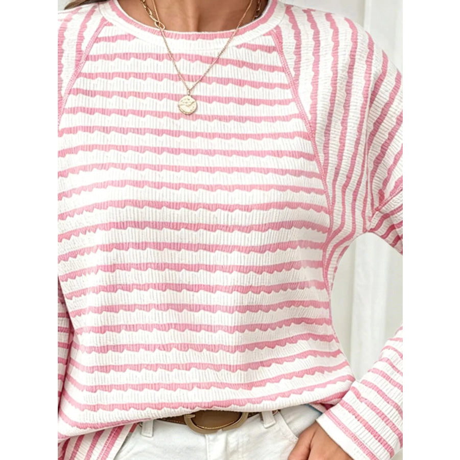 Casual Striped Raglan Sleeve Long-Sleeve T-Shirt Apparel and Accessories