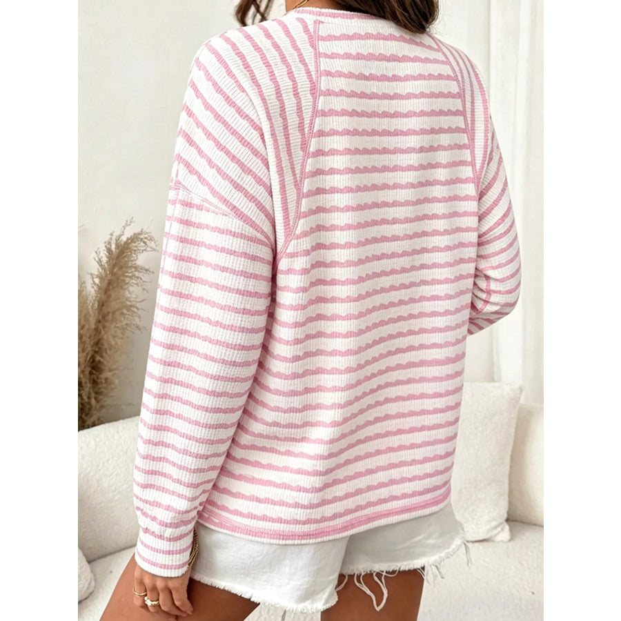 Casual Striped Raglan Sleeve Long-Sleeve T-Shirt Apparel and Accessories