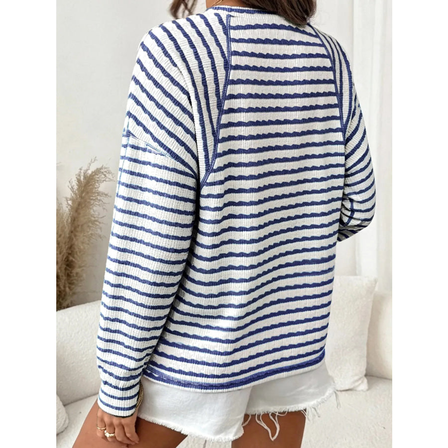 Casual Striped Raglan Sleeve Long-Sleeve T-Shirt Apparel and Accessories