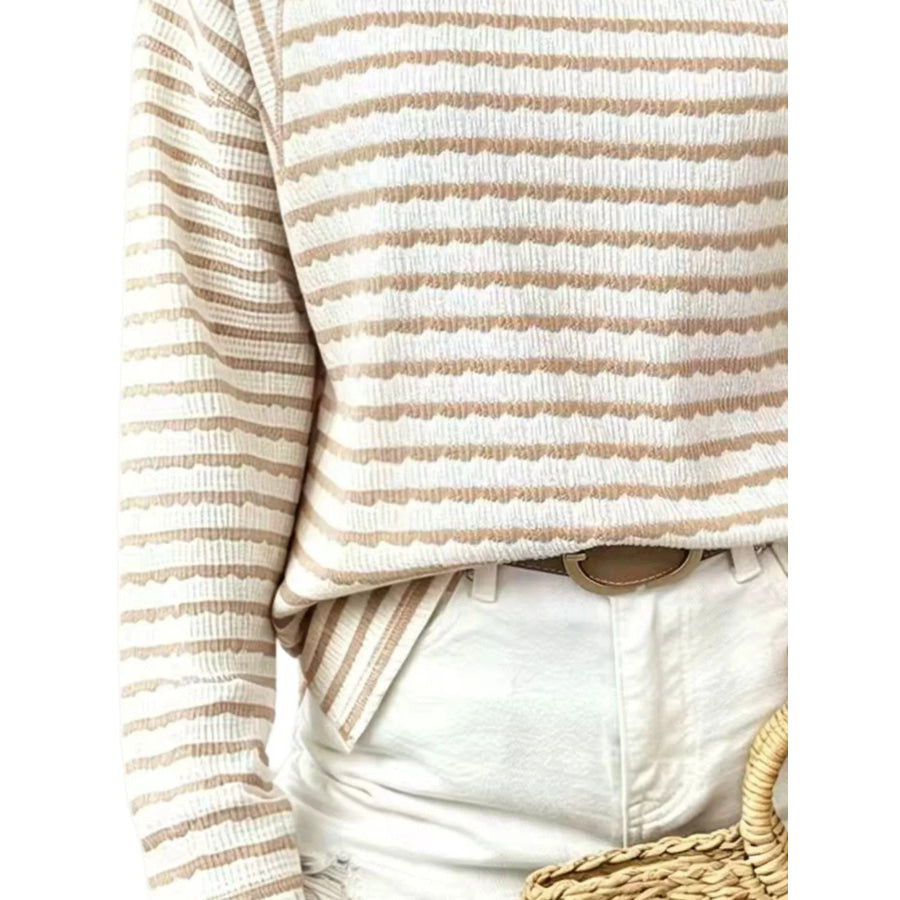 Casual Striped Raglan Sleeve Long-Sleeve T-Shirt Apparel and Accessories