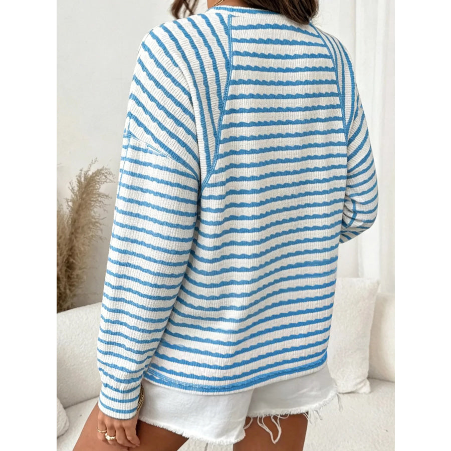 Casual Striped Raglan Sleeve Long-Sleeve T-Shirt Apparel and Accessories