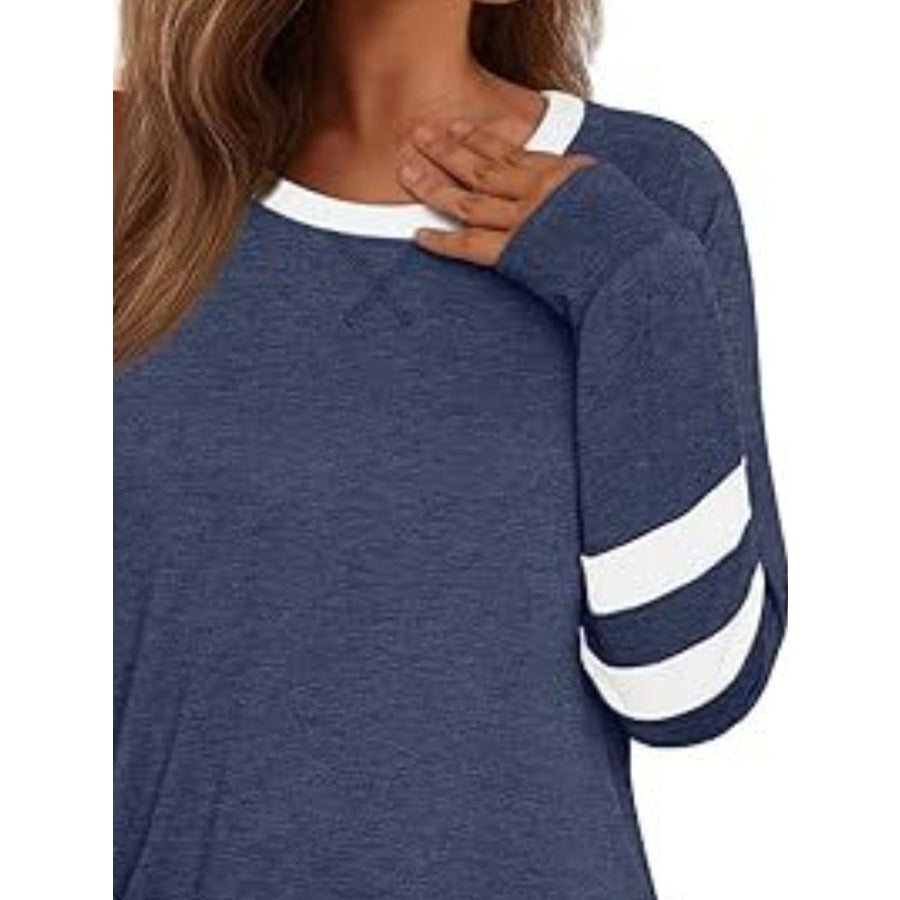 Casual Striped Round Neck T-Shirt Apparel and Accessories