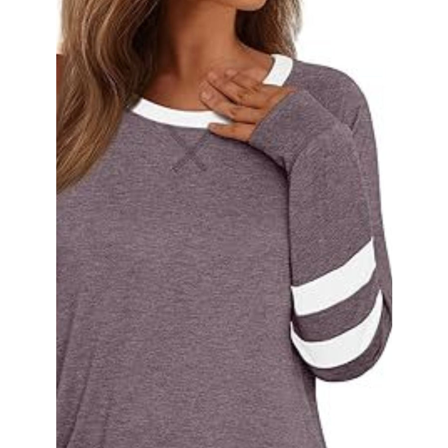 Casual Striped Round Neck T-Shirt Apparel and Accessories