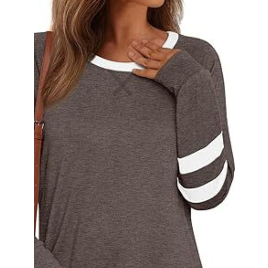 Casual Striped Round Neck T-Shirt Apparel and Accessories