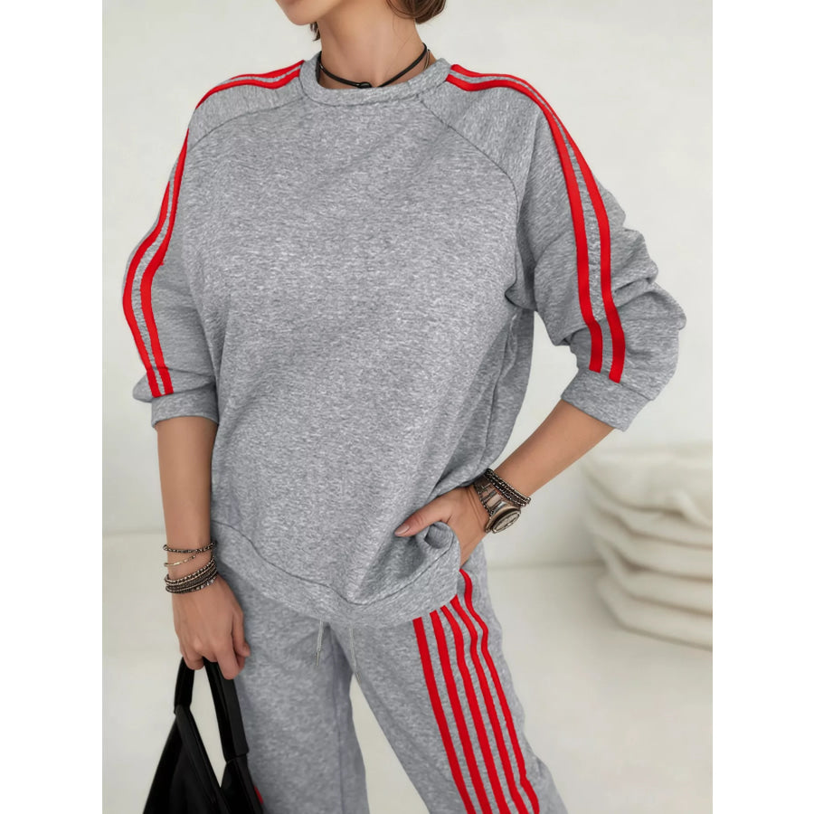 Casual Striped Sweatshirt and Pants Set Apparel and Accessories