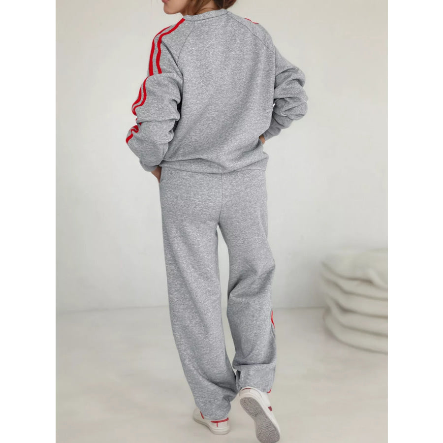 Casual Striped Sweatshirt and Pants Set Apparel and Accessories