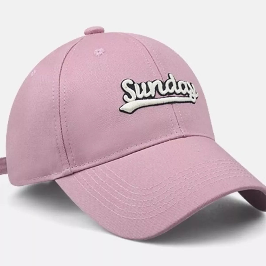 Casual ’Sunday’ Embroidered Baseball Cap Apparel and Accessories