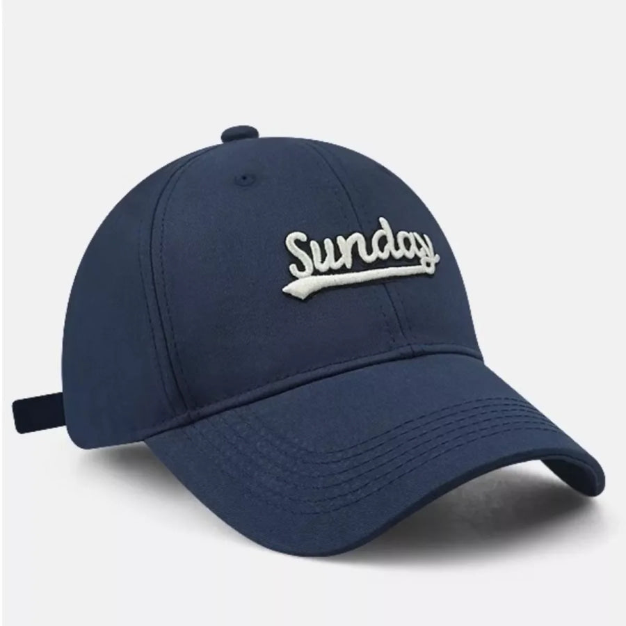 Casual ’Sunday’ Embroidered Baseball Cap Apparel and Accessories