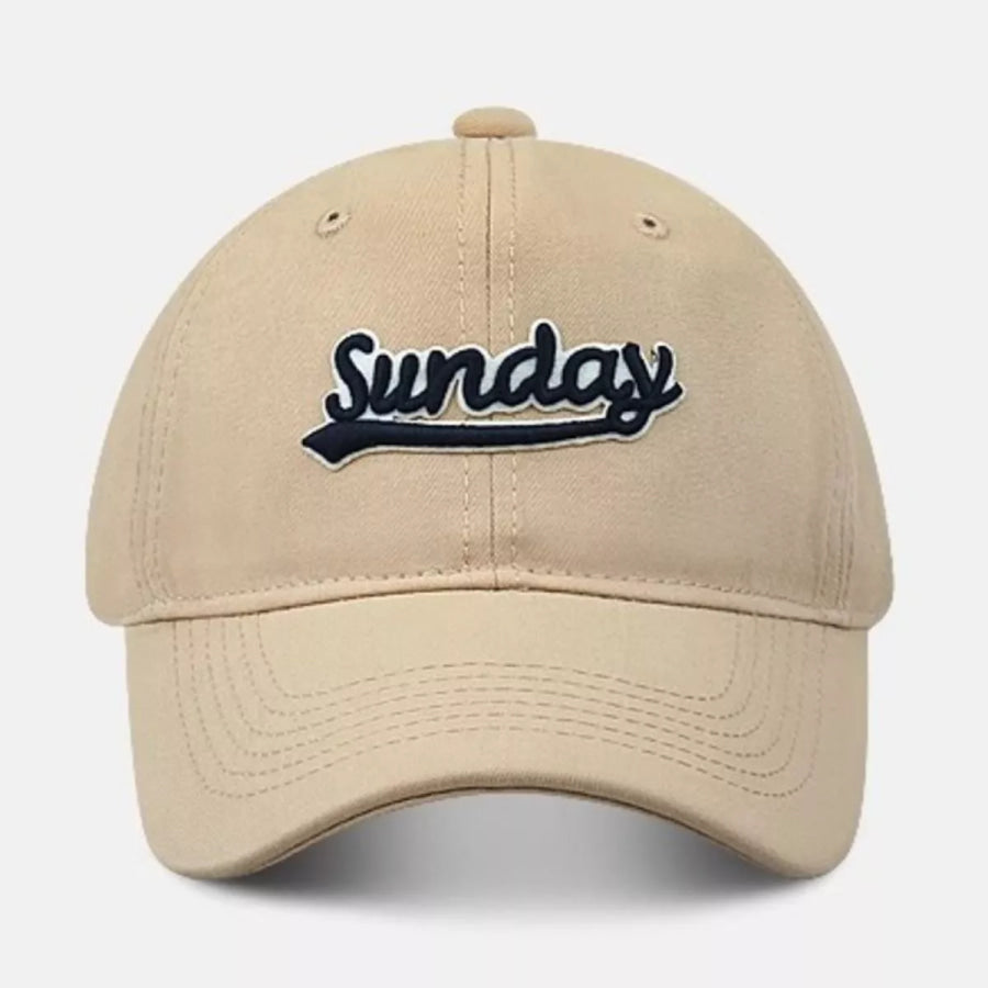 Casual ’Sunday’ Embroidered Baseball Cap Apparel and Accessories