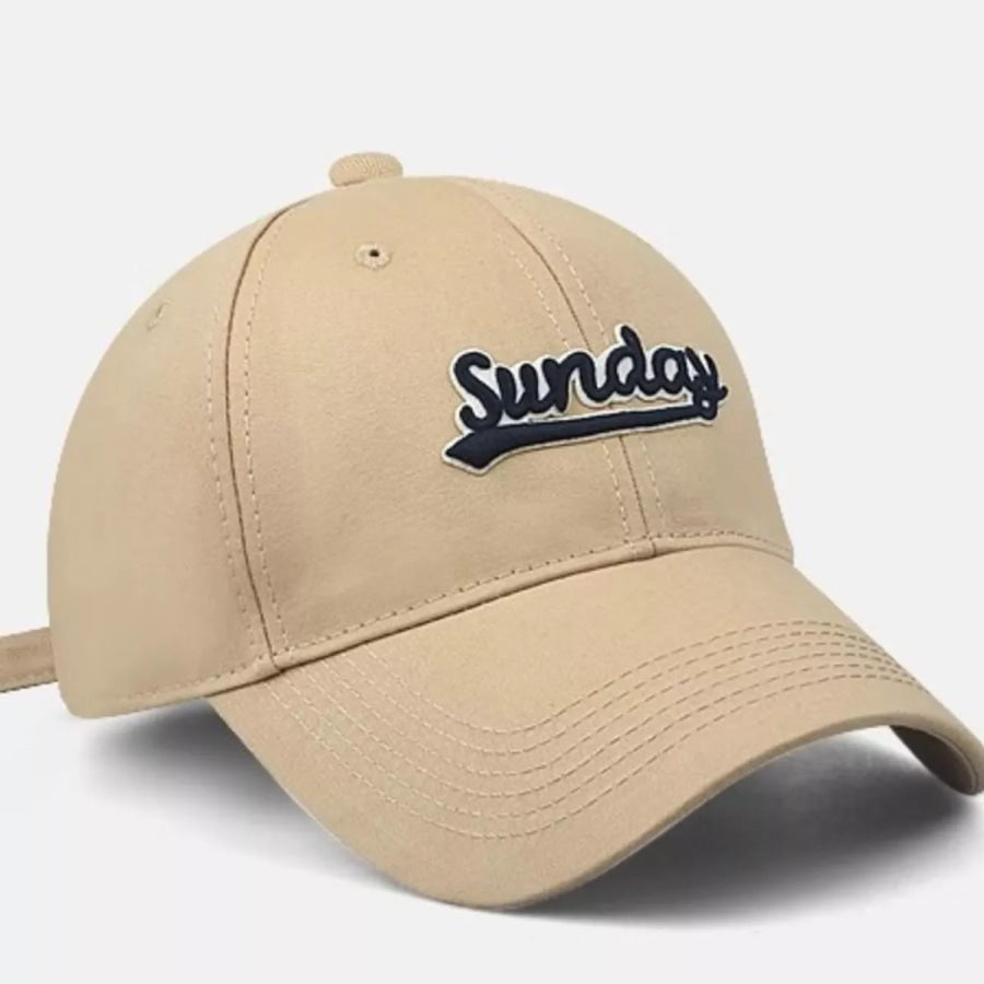 Casual ’Sunday’ Embroidered Baseball Cap Khaki / One Size Apparel and Accessories