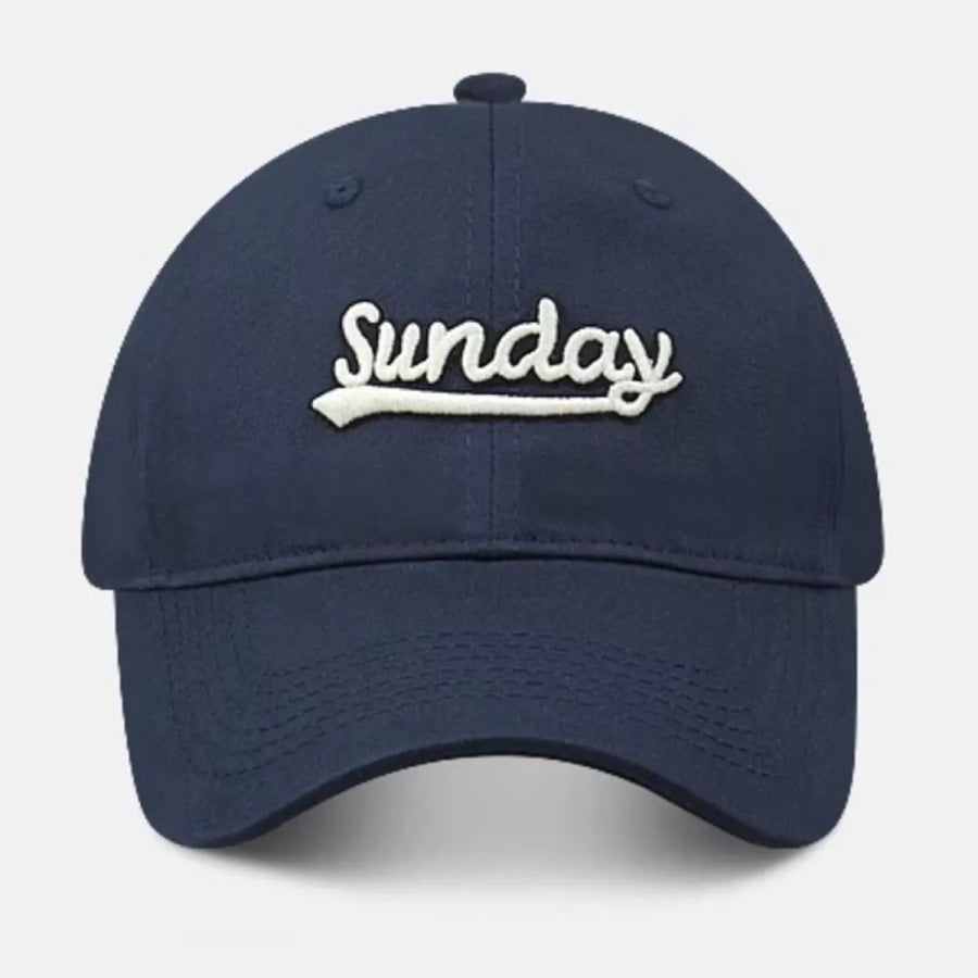 Casual ’Sunday’ Embroidered Baseball Cap Navy Blue / One Size Apparel and Accessories