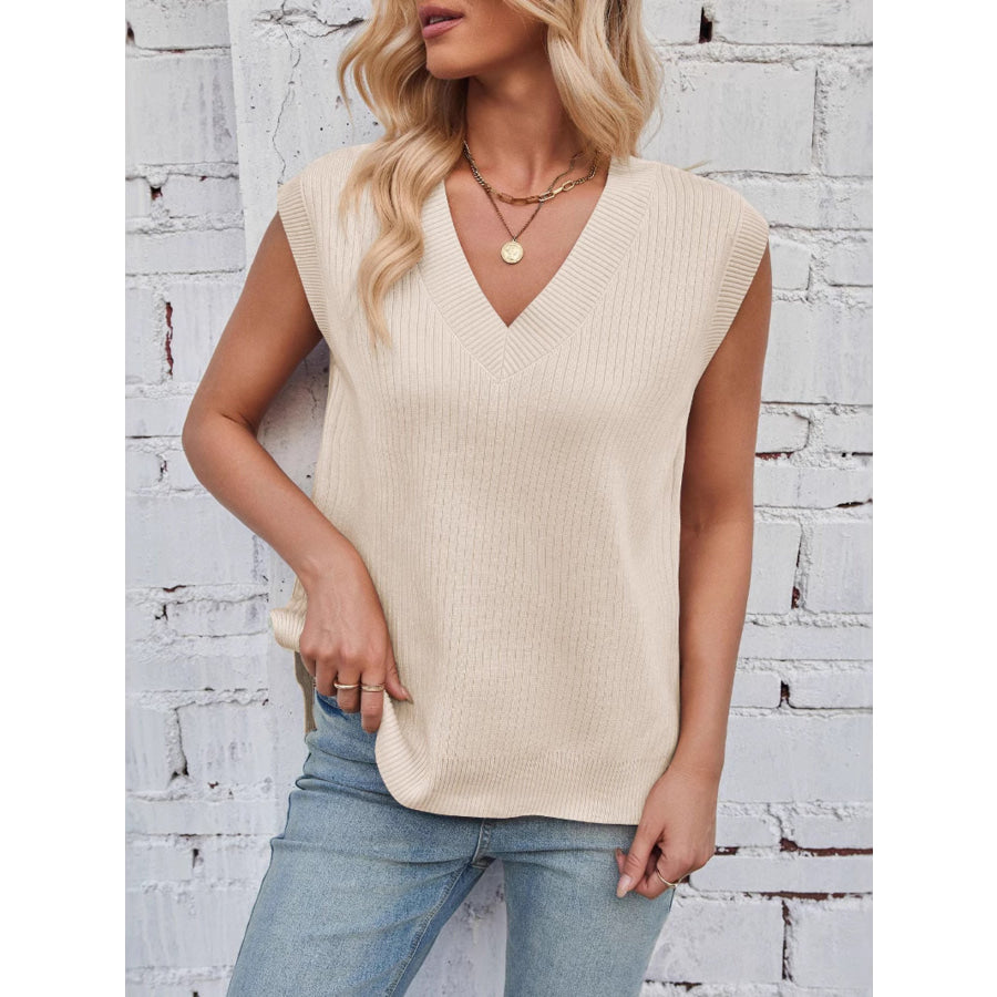 Casual V-Neck Knitted Sweater Vest Apparel and Accessories