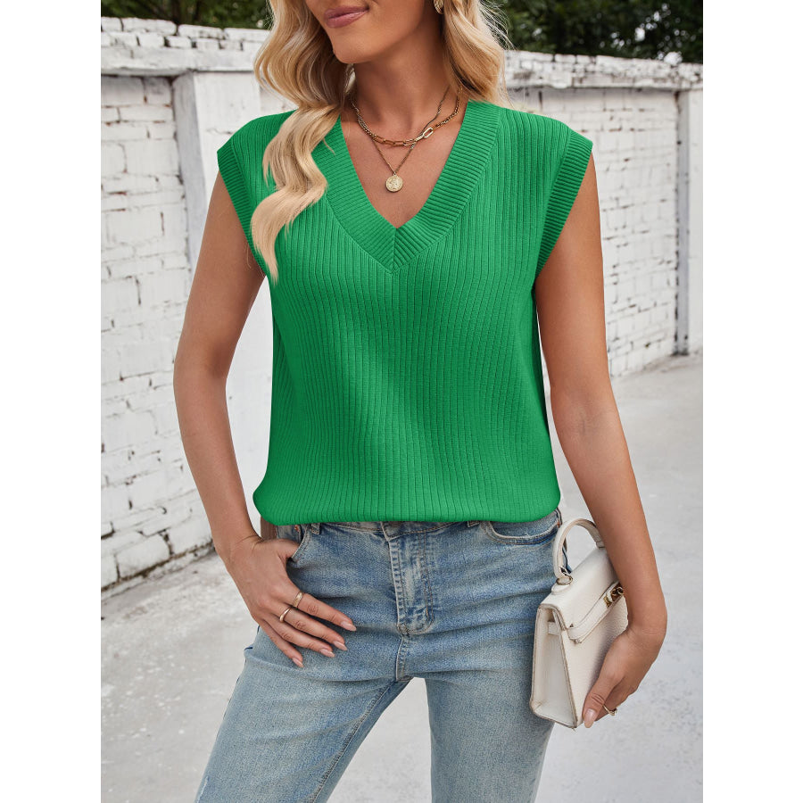 Casual V-Neck Knitted Sweater Vest Apparel and Accessories