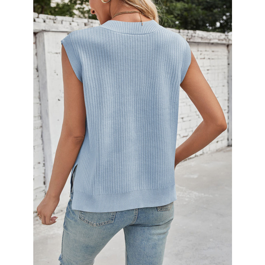 Casual V-Neck Knitted Sweater Vest Apparel and Accessories