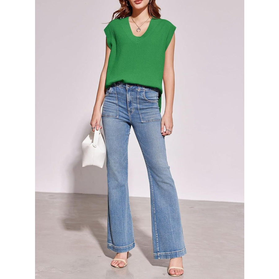 Casual V-Neck Knitted Sweater Vest Apparel and Accessories