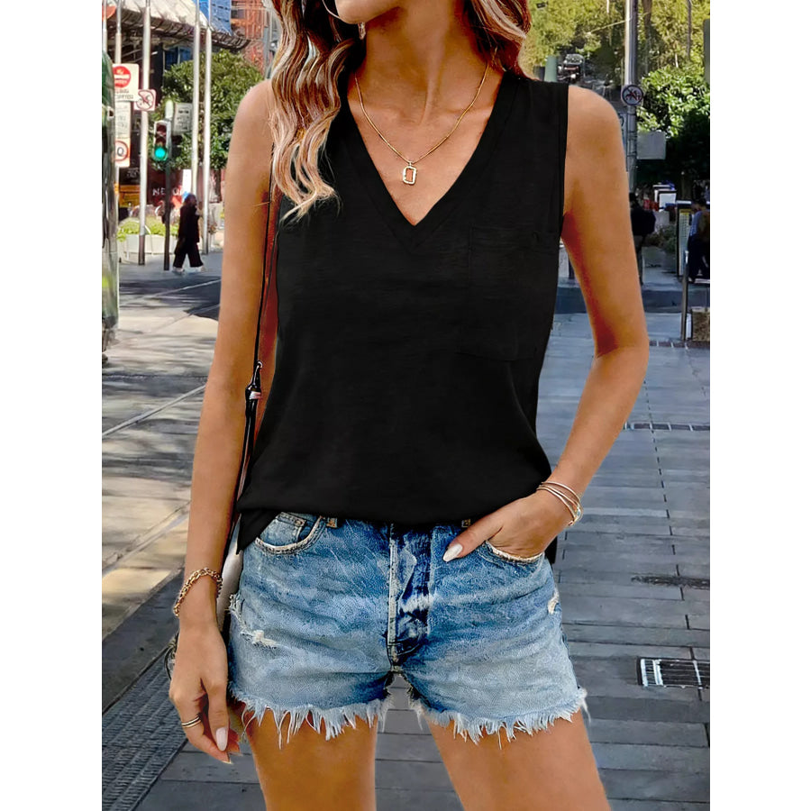 Casual V-Neck Pocket Tank Apparel and Accessories
