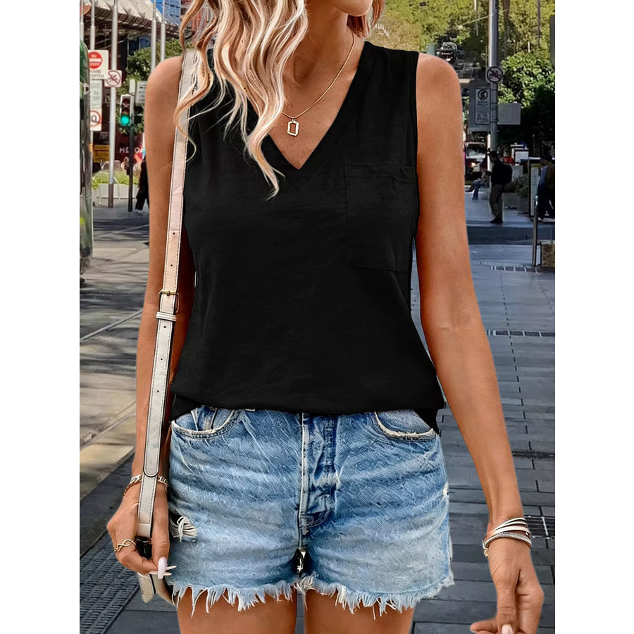 Casual V-Neck Pocket Tank Apparel and Accessories