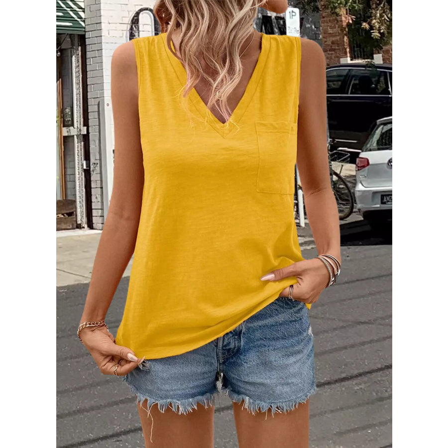 Casual V-Neck Pocket Tank Apparel and Accessories
