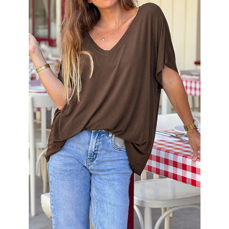 Casual V-Neck Relaxed Fit T-Shirt Apparel and Accessories