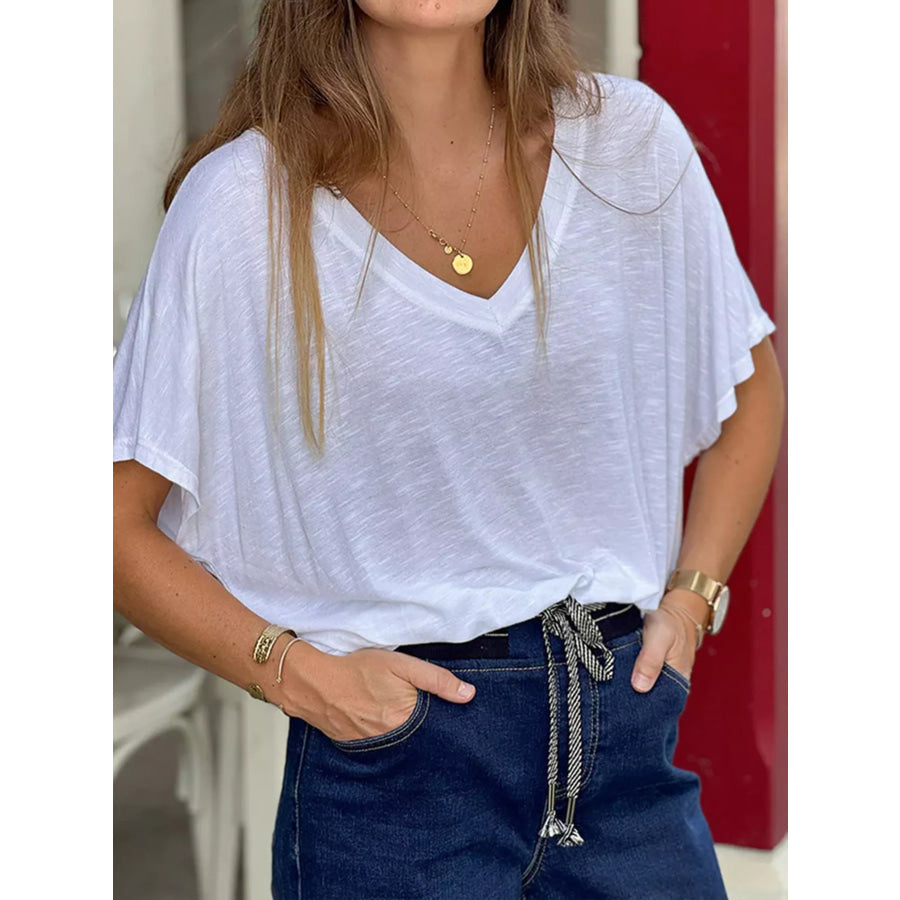 Casual V-Neck Relaxed Fit T-Shirt Apparel and Accessories