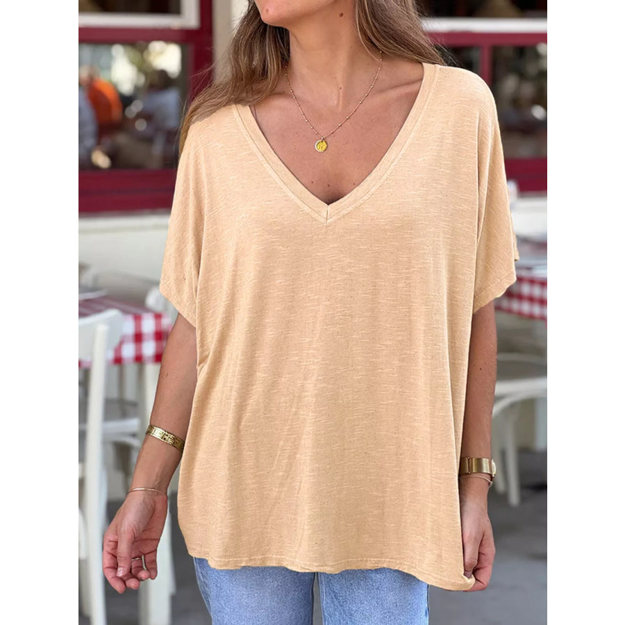 Casual V-Neck Relaxed Fit T-Shirt Apparel and Accessories