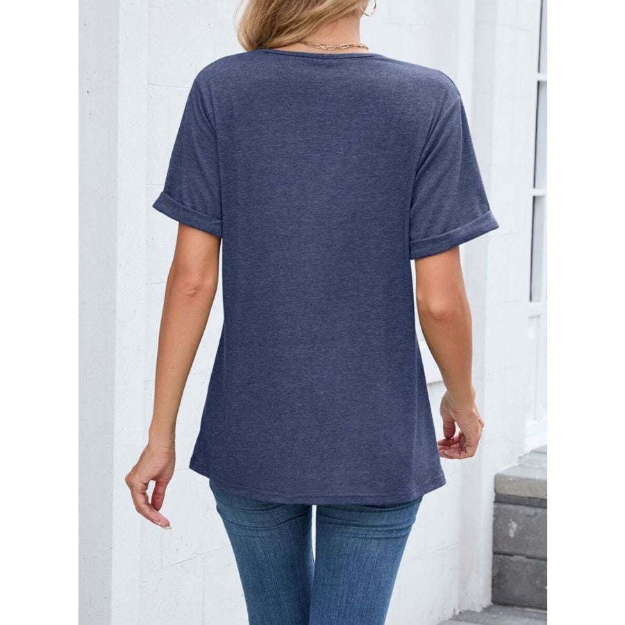Casual V-Neck Short Sleeve T-Shirt Apparel and Accessories