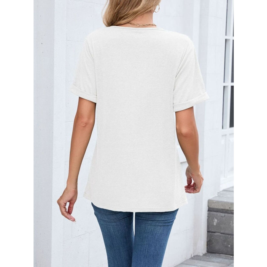 Casual V-Neck Short Sleeve T-Shirt Apparel and Accessories