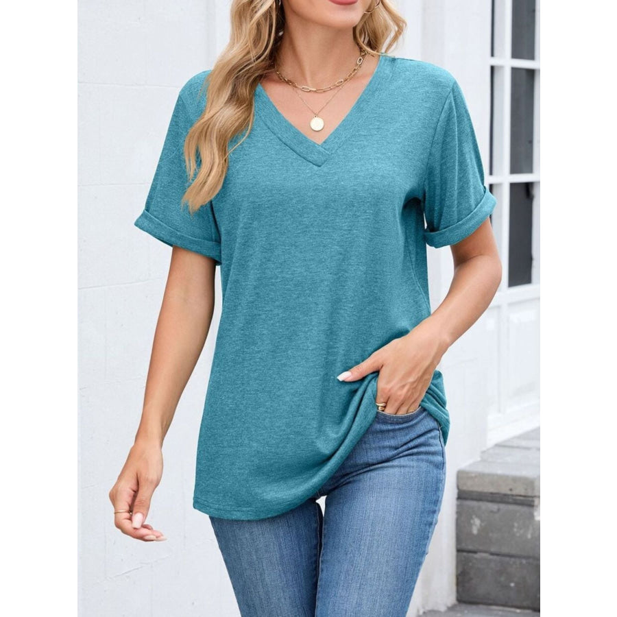 Casual V-Neck Short Sleeve T-Shirt Apparel and Accessories