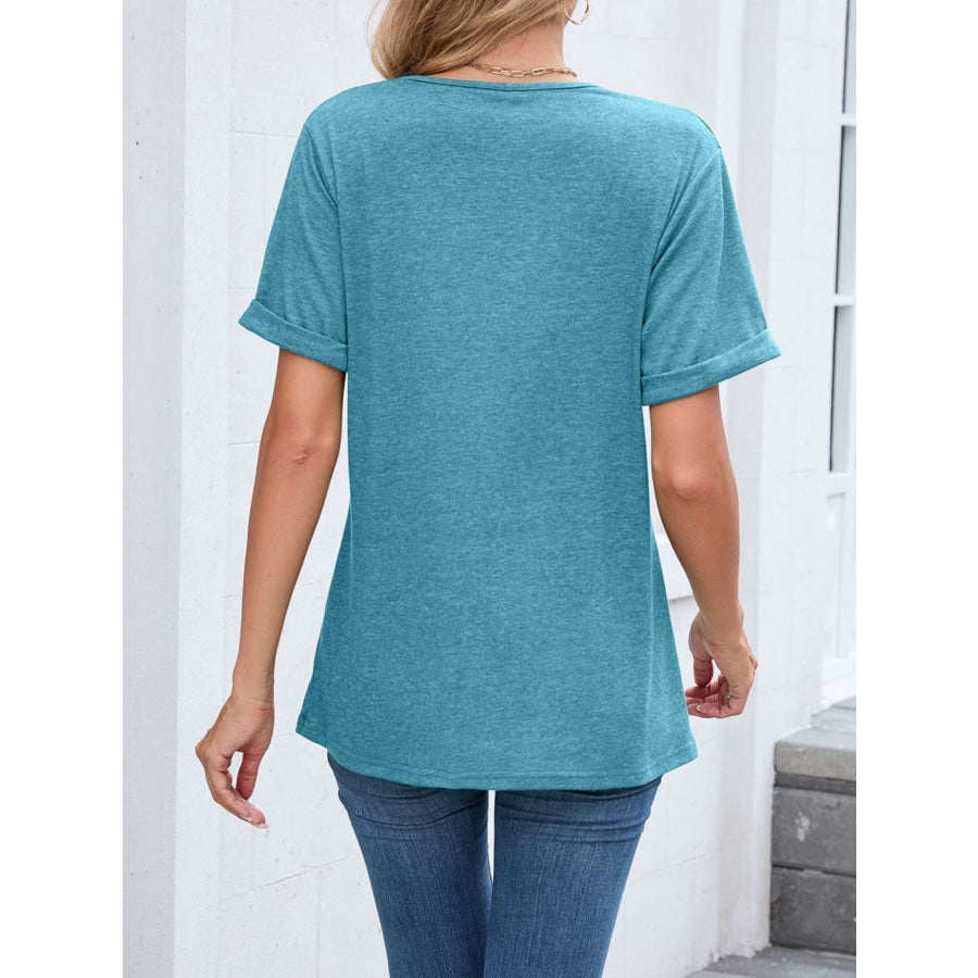 Casual V-Neck Short Sleeve T-Shirt Apparel and Accessories